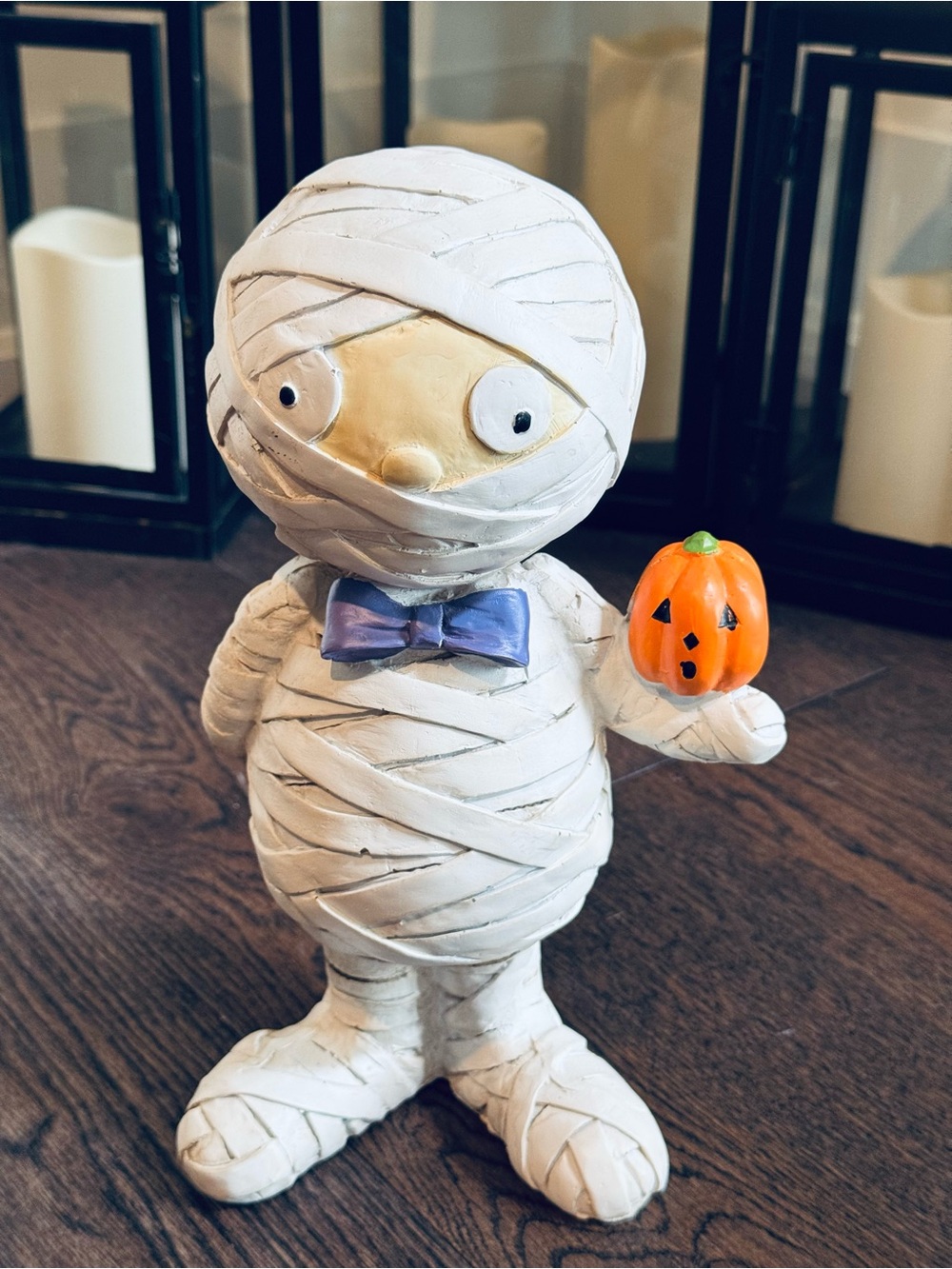 Mummy figure Halloween decor prop - White Mummy with Orange Pumpkin so cute 🎃
